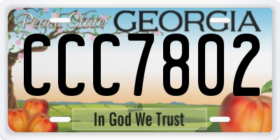 GA license plate CCC7802