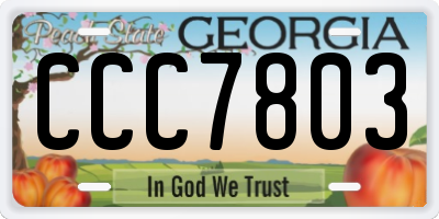 GA license plate CCC7803