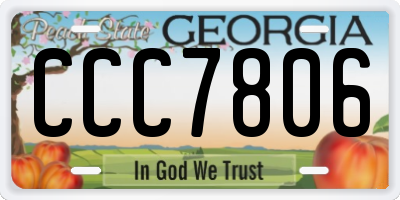 GA license plate CCC7806