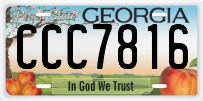 GA license plate CCC7816