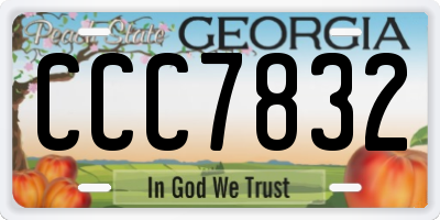 GA license plate CCC7832