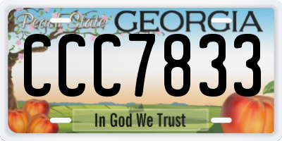 GA license plate CCC7833