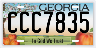 GA license plate CCC7835