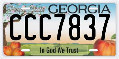 GA license plate CCC7837