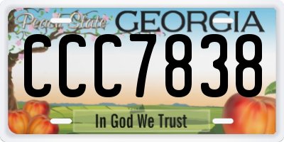 GA license plate CCC7838