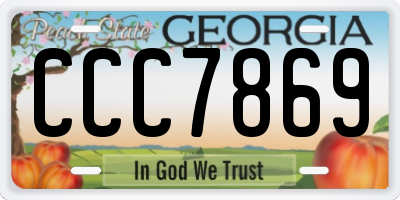 GA license plate CCC7869