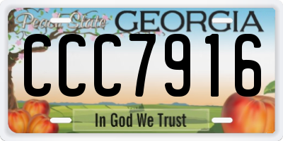 GA license plate CCC7916