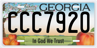 GA license plate CCC7920