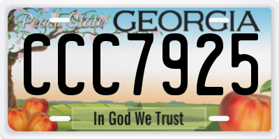 GA license plate CCC7925