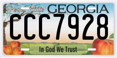 GA license plate CCC7928
