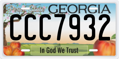 GA license plate CCC7932