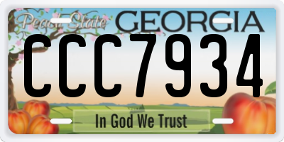 GA license plate CCC7934
