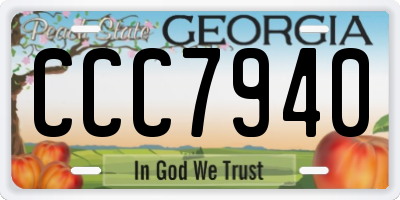 GA license plate CCC7940