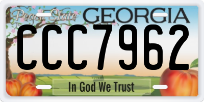 GA license plate CCC7962