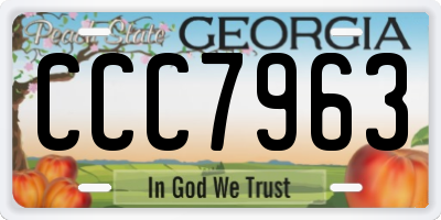 GA license plate CCC7963