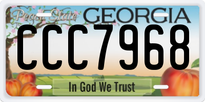 GA license plate CCC7968