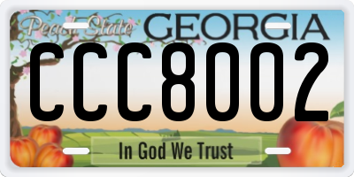 GA license plate CCC8002