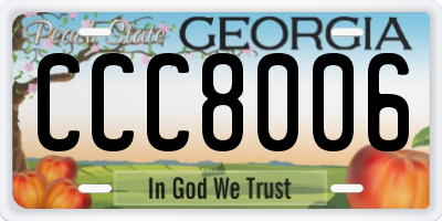 GA license plate CCC8006