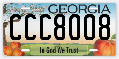 GA license plate CCC8008