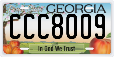 GA license plate CCC8009