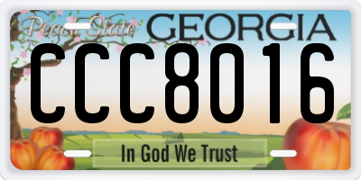GA license plate CCC8016