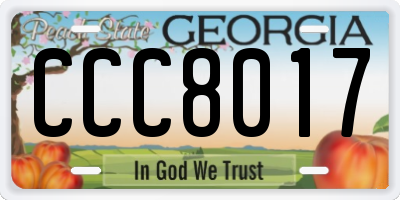 GA license plate CCC8017