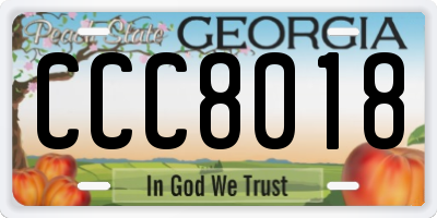 GA license plate CCC8018