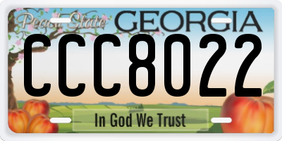 GA license plate CCC8022