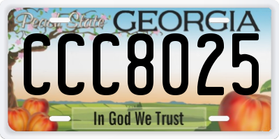 GA license plate CCC8025