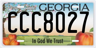 GA license plate CCC8027