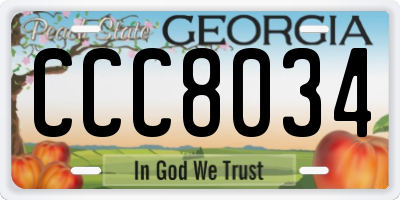 GA license plate CCC8034