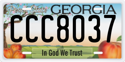 GA license plate CCC8037