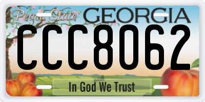 GA license plate CCC8062