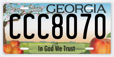 GA license plate CCC8070