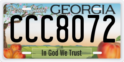 GA license plate CCC8072