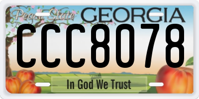 GA license plate CCC8078