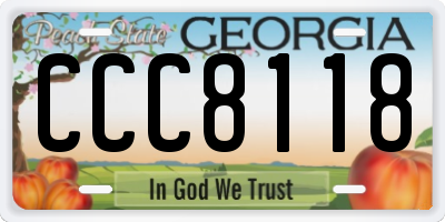 GA license plate CCC8118