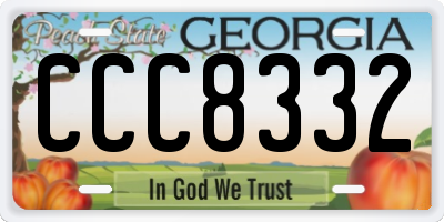 GA license plate CCC8332