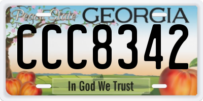 GA license plate CCC8342