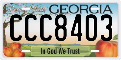 GA license plate CCC8403