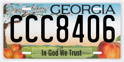 GA license plate CCC8406