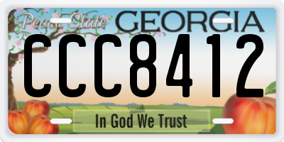 GA license plate CCC8412