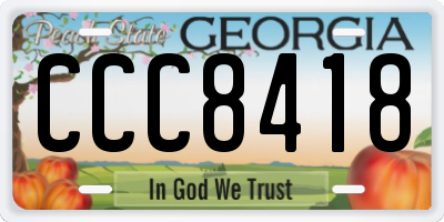 GA license plate CCC8418