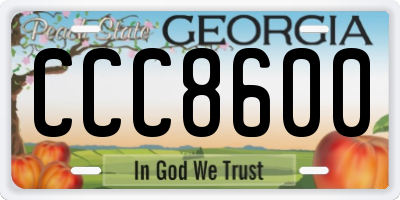 GA license plate CCC8600