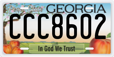 GA license plate CCC8602