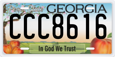 GA license plate CCC8616