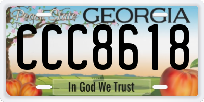 GA license plate CCC8618