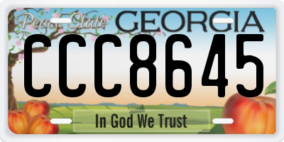 GA license plate CCC8645