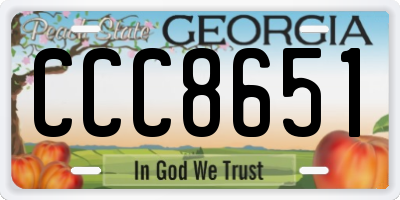 GA license plate CCC8651