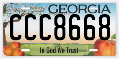 GA license plate CCC8668